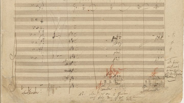 Ludwig van Beethoven, Sinfonie Nr. 9, Autograf, Anfang 4. Satz (Zuschnitt)