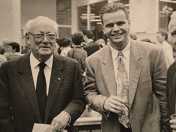 Drei Generationen Heinersdorff (1990). René Heinersdorff sen., Enkel Marc, Sohn René jun.